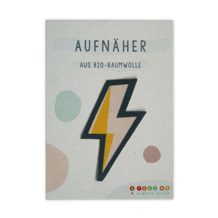 Aufnäher Blitz Bio für den Großhandel von Tell Me