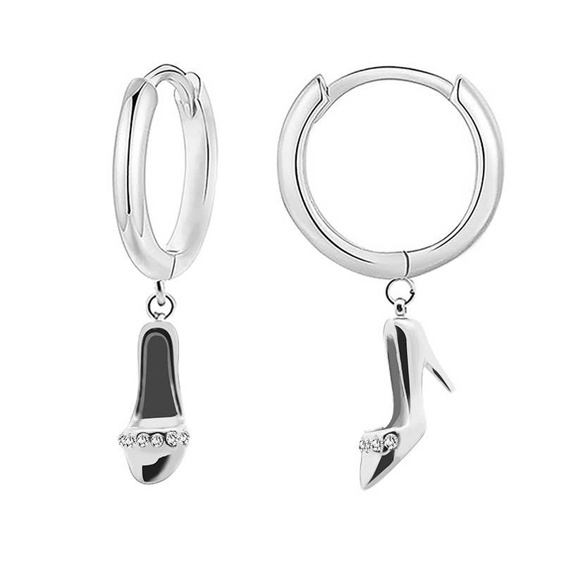 AMORINO SRL - Wholesale Dangle Earrings - HOOP EARRINGS WITH HIGH HEEL PENDANT - YC2452B9490