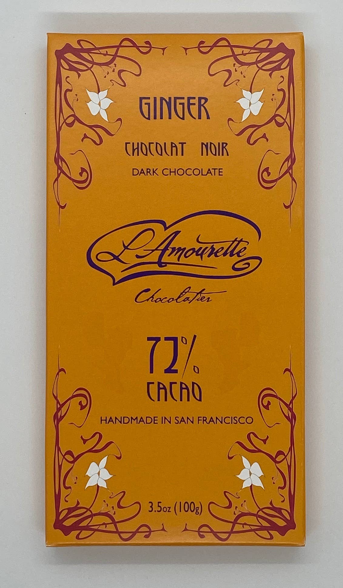 L'Amourette Chocolat – Großhandel Schokoriegel – 72% dunkle Schokolade mit Ingwer (natürlich)1