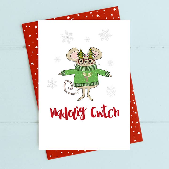 Carta gallese - Nadolig Cwtch (Abbraccio di Natale) per la vendita all'ingrosso da parte di Dandelion Stationery