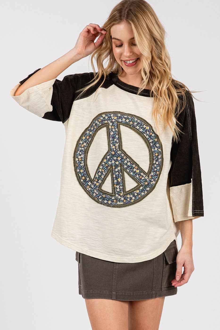 mittoshop – wholesale Tunic – Women’s – PEACE SIGN PATCH MINERAL WASH TOP12