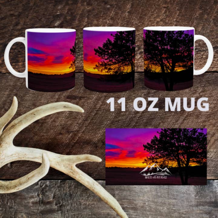 Western Coffee Mug 11oz ''Morning Colors" for wholesale by Wild Auroras