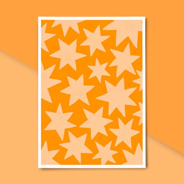 Stampa con stelle arancioni per la vendita all'ingrosso da parte di Meg Garrod Art