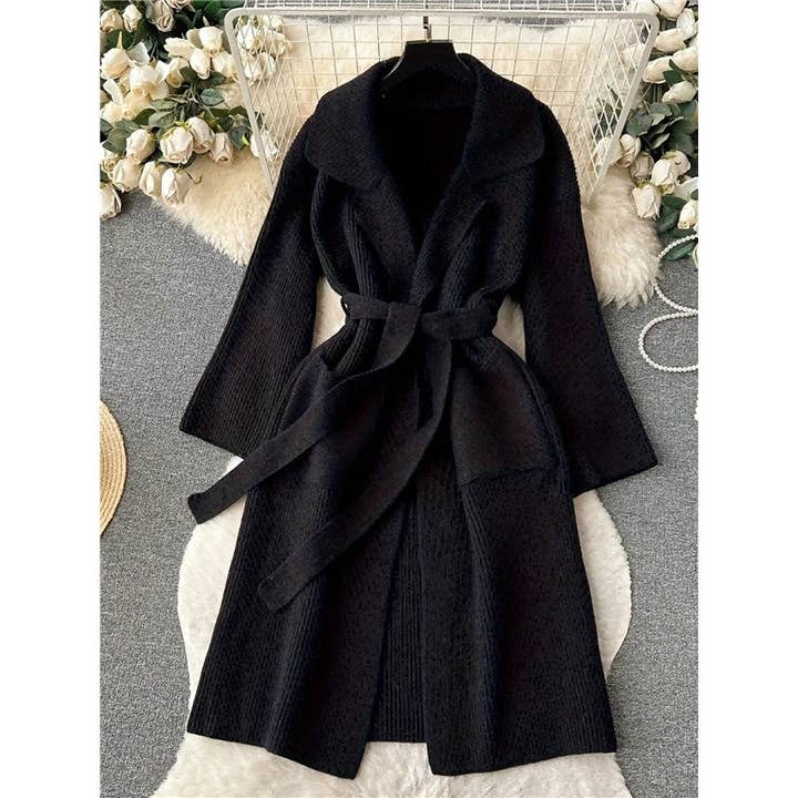 Sheer Trend - Wholesale Cardigan - Women's - Solid Color Simple Long Knitted Cardigan Coat2