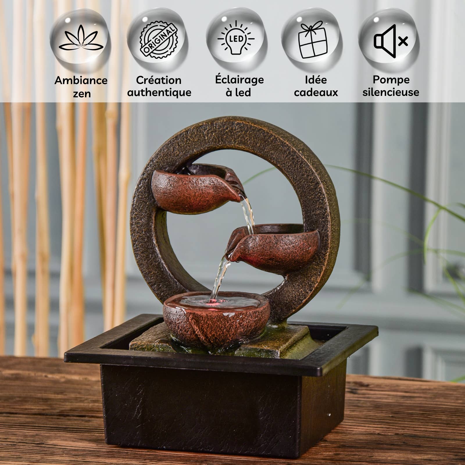 Zen'Arôme - Wholesale Decorative Tabletop Object - Zen Terai Waterfall Fountain - Gift Idea2