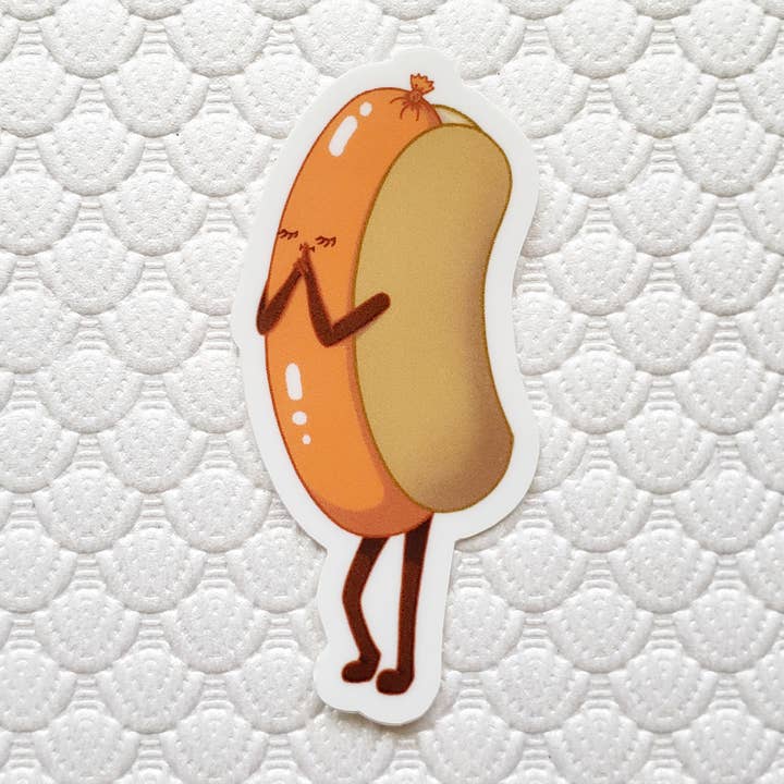 Sassy Frank vinyl sticker//glanzende hotdog in een broodje voor wholesale door These Things