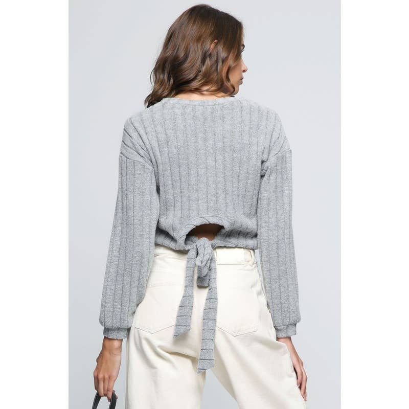 IVE - Wholesale Knit Sweater - Women's - Knit Long Sleeve Cut Out Tie Back Sweater2