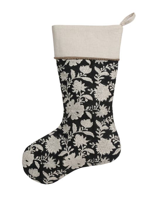 Eyda Homes – wholesale Julstrumpa – Designer blommigt handblock tryck semester strumpor för gåva