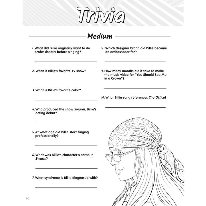 Fox Chapel Publishing - Wholesale Coloring & Activity Book - Kids & Baby - 10-Copy Display - Super Stylish Billie Eilish Coloring & Act5