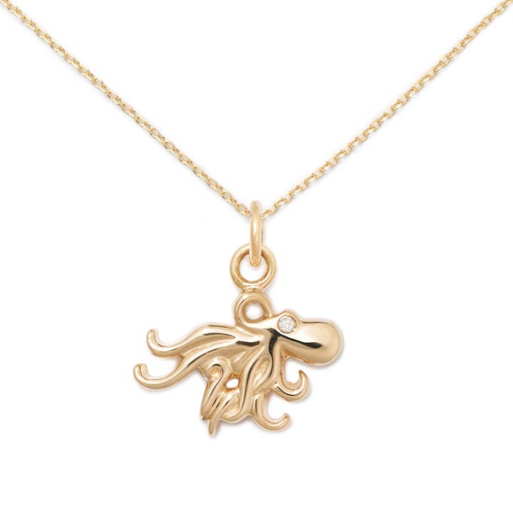 Collar de pulpo, oro de 14 quilates+diamante de Delicacies Jewelry, ¡cada compra ayuda a combatir el hambre! (Regalo gastronómico, joyería de comida) para venta al por mayor de Delicacies Jewelry