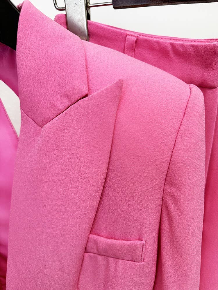 Rosa SET7-7Y Conjunto de terno fino com ponto de malha rosa chique para venda a revendedores na Faire6