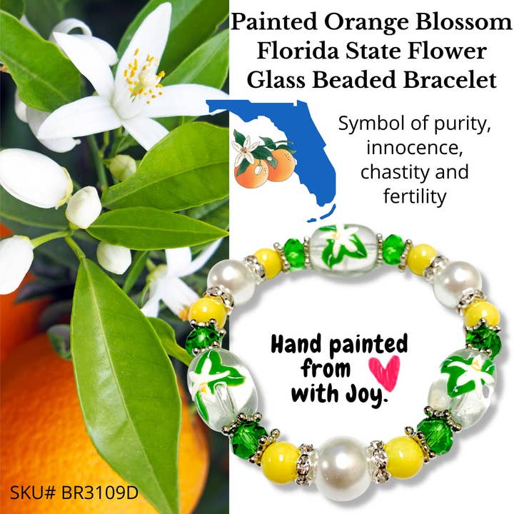 Orange Blossom Florida State Flower Bracelet for wholesale by Fiona Accessories