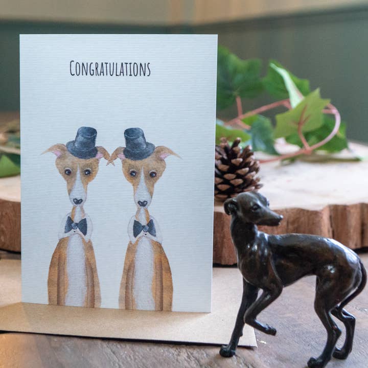 Congratulations | Whippet Sighthound Card | Wedding Mr & Mr for wholesale by Zoë Rose