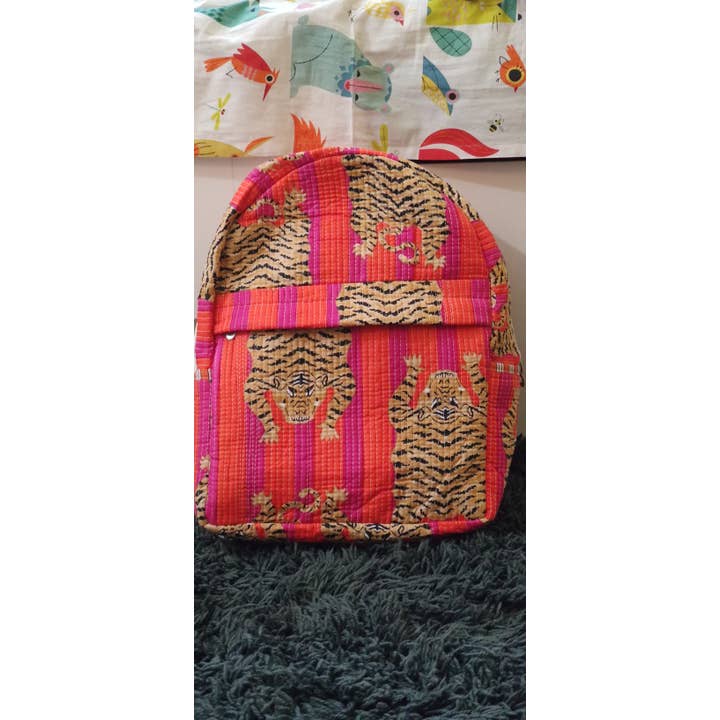 Tiger Print Cotton Quilted Backpack/Bag/School Bag for wholesale by Ayras World