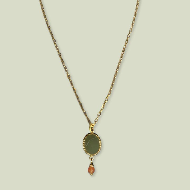 Jazu Jewellery - Wholesale Pendant/Charm Necklace - Nona necklace with enamel oval stainless steel pendant8