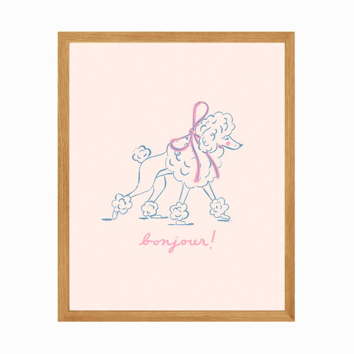 Bonjour Poodle Konsttryck för wholesale av Samantha Johnson Illustration