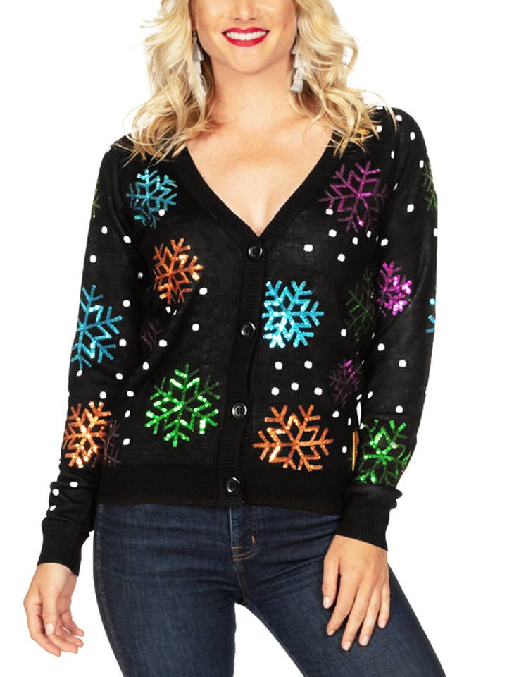 Sequin Snowfall Cardigan - Women's Fancy Christmas Sweater for wholesale by Tipsy Elves