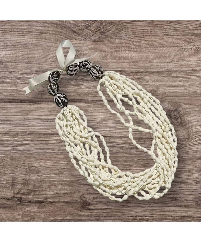 DK Hawaii - Wholesale Woven Necklace - Nassa Shell With Kukui Nut Lei