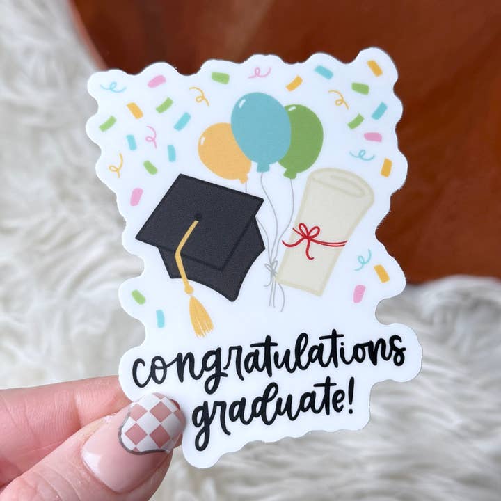 Congratulations Graduate Party Sticker for wholesale by Big Moods