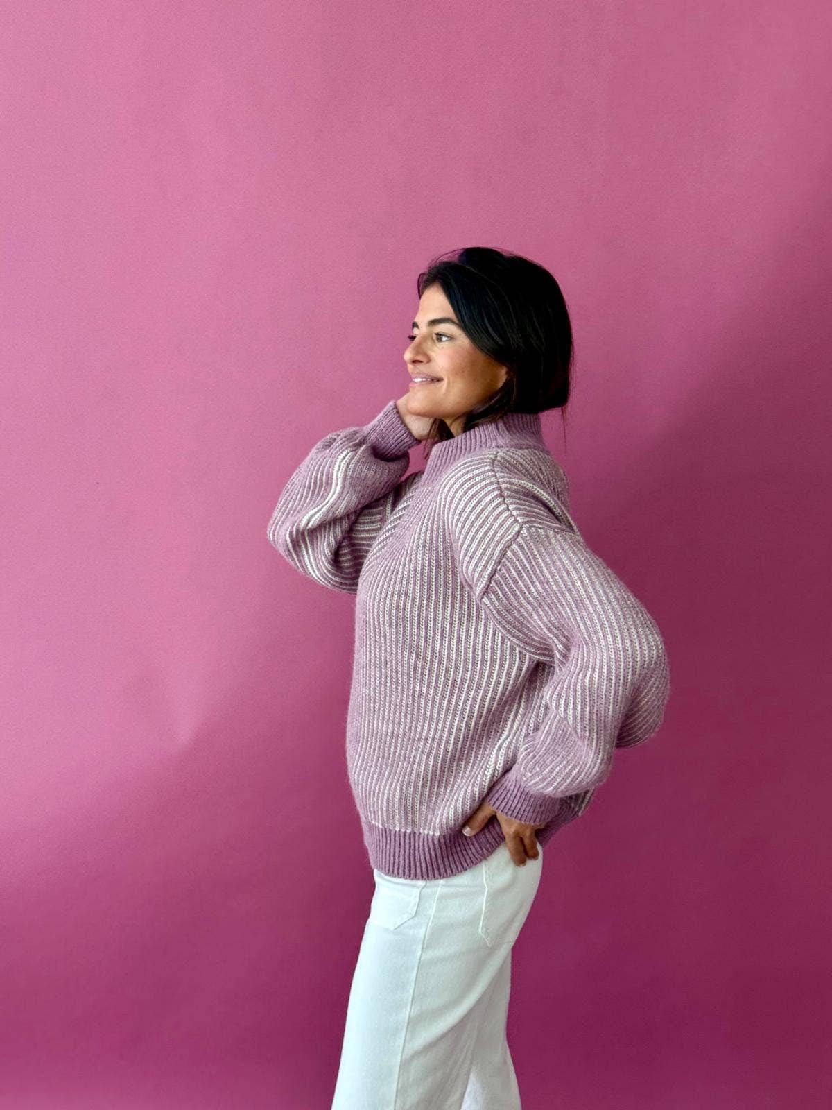 MindTraveler - Wholesale Knit Sweater - Women's - Emma Jersey Mauve and Beige4