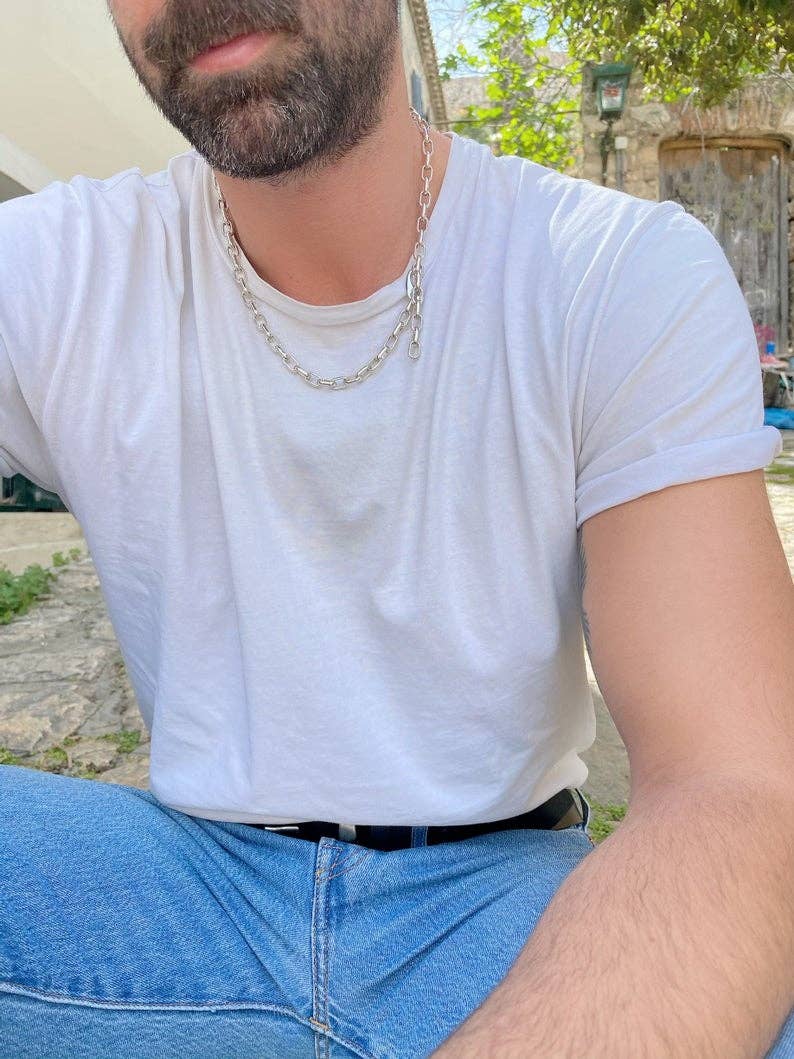 Christina Christi - Wholesale Link & Chain Necklace - Silver Chain Necklace Men1