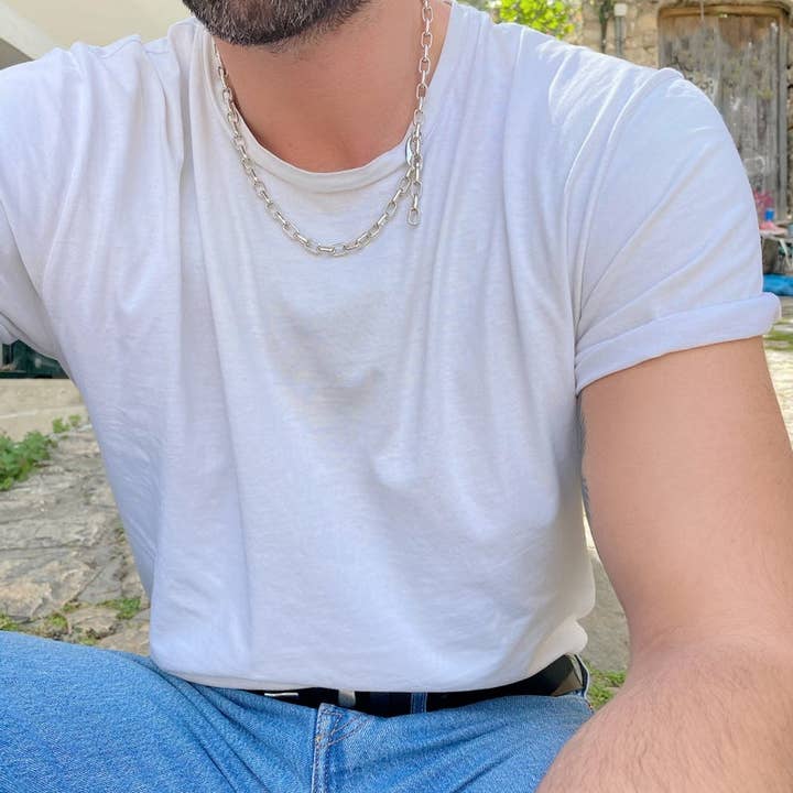 Christina Christi - Wholesale Link & Chain Necklace - Silver Chain Necklace Men1