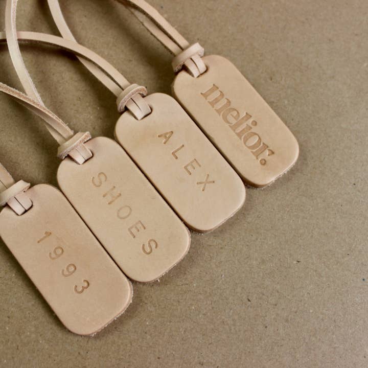 melior. Natural Vegetable Tan Luggage Tag for wholesale by melior.