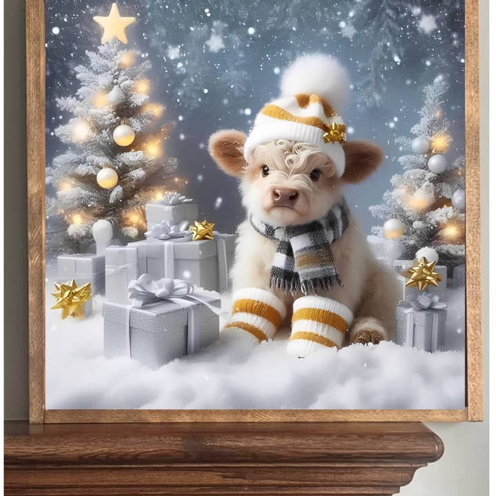 Stir Crazy Signs - Wholesale Sign - I Love Gold Highland Cow Farmhouse Sign0