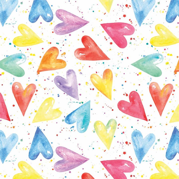 Carta da regalo e etichette riciclabili con cuori per la vendita all'ingrosso da parte di The Arty Penguin