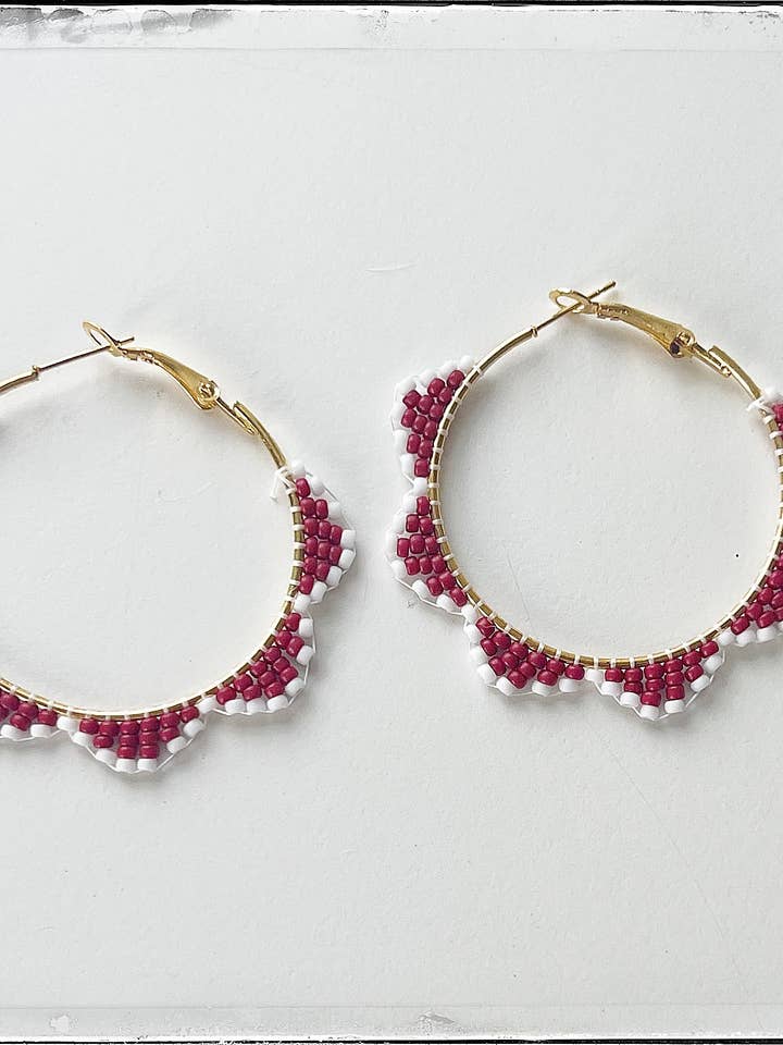 Glasfrøperle Skallede Hoop Circle Messing Øreringe Rødbrun for engroshandel hos GentrybyJenna