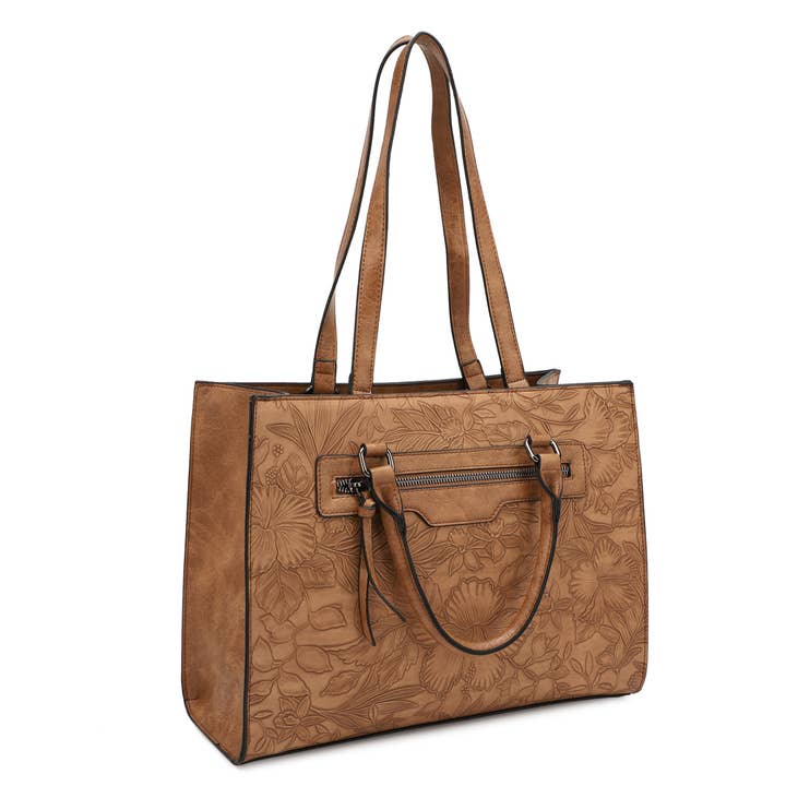 KAYLA+AVA – Engroshandel Tote bag - Dame – Morgan Hibiscus Blomstermønstret Præget Taske Sæt6