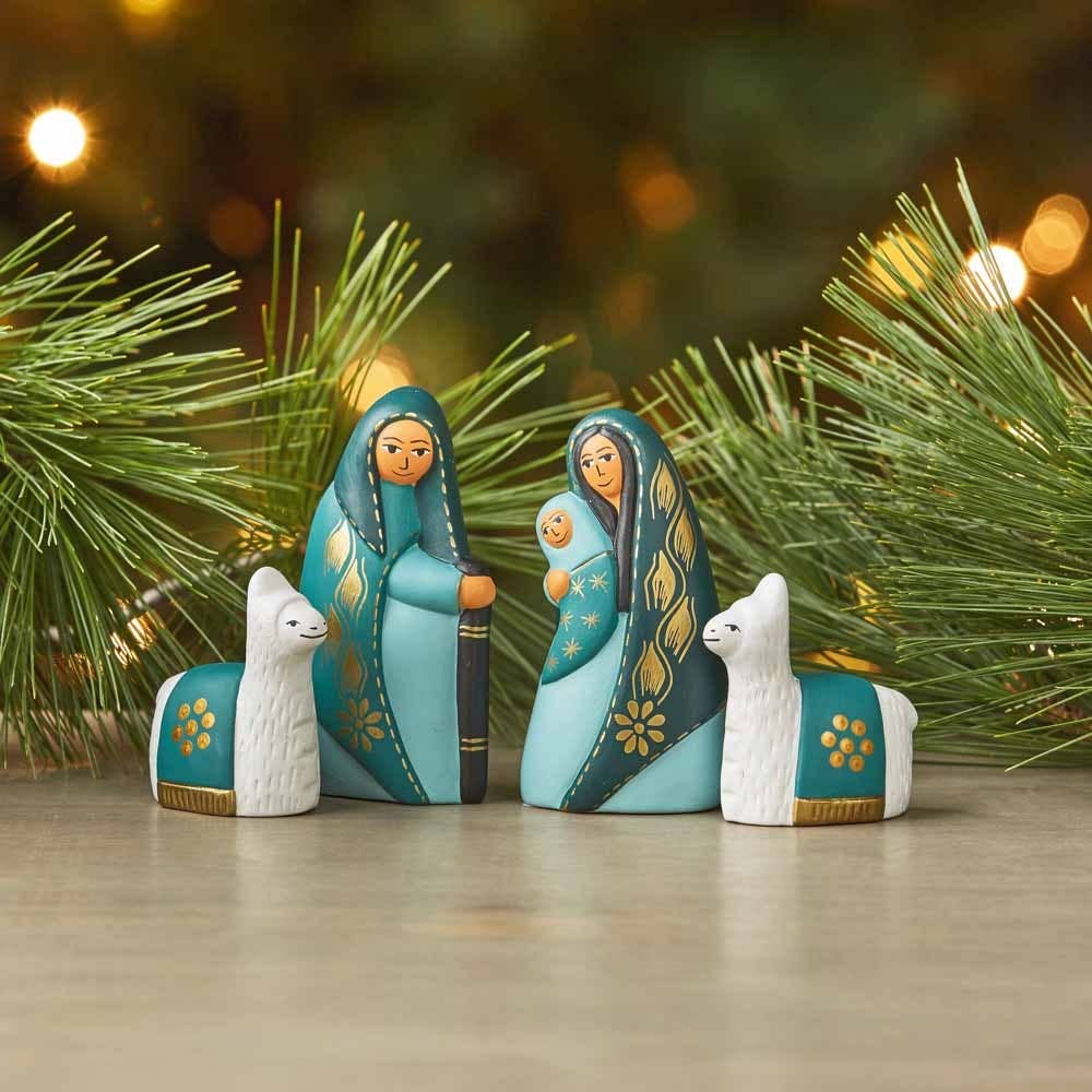 SERRV International - Wholesale Nativity Scene Decor - Tranquil Teal Christmas Nativity Set1