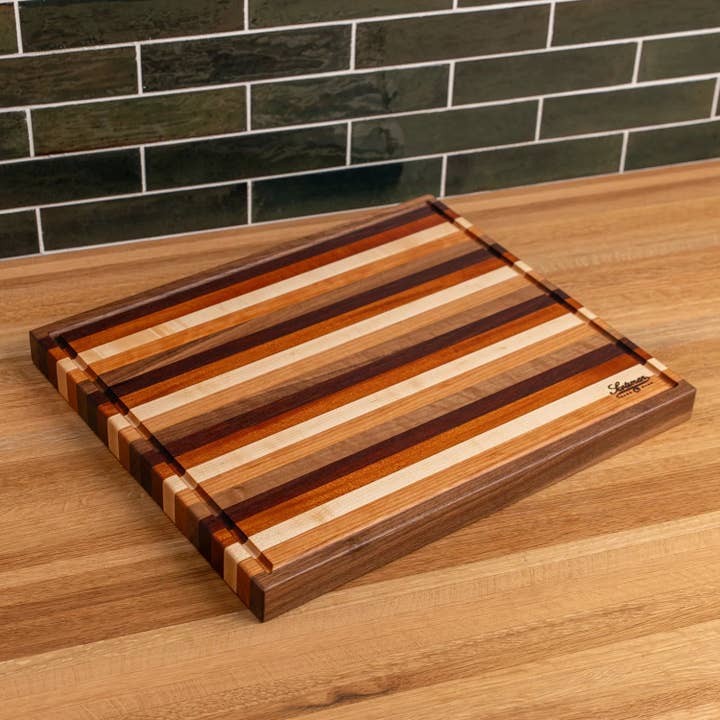Laurel Mercantile - Wholesale Cutting Board - Striped Butcher Block with Juice Groove7