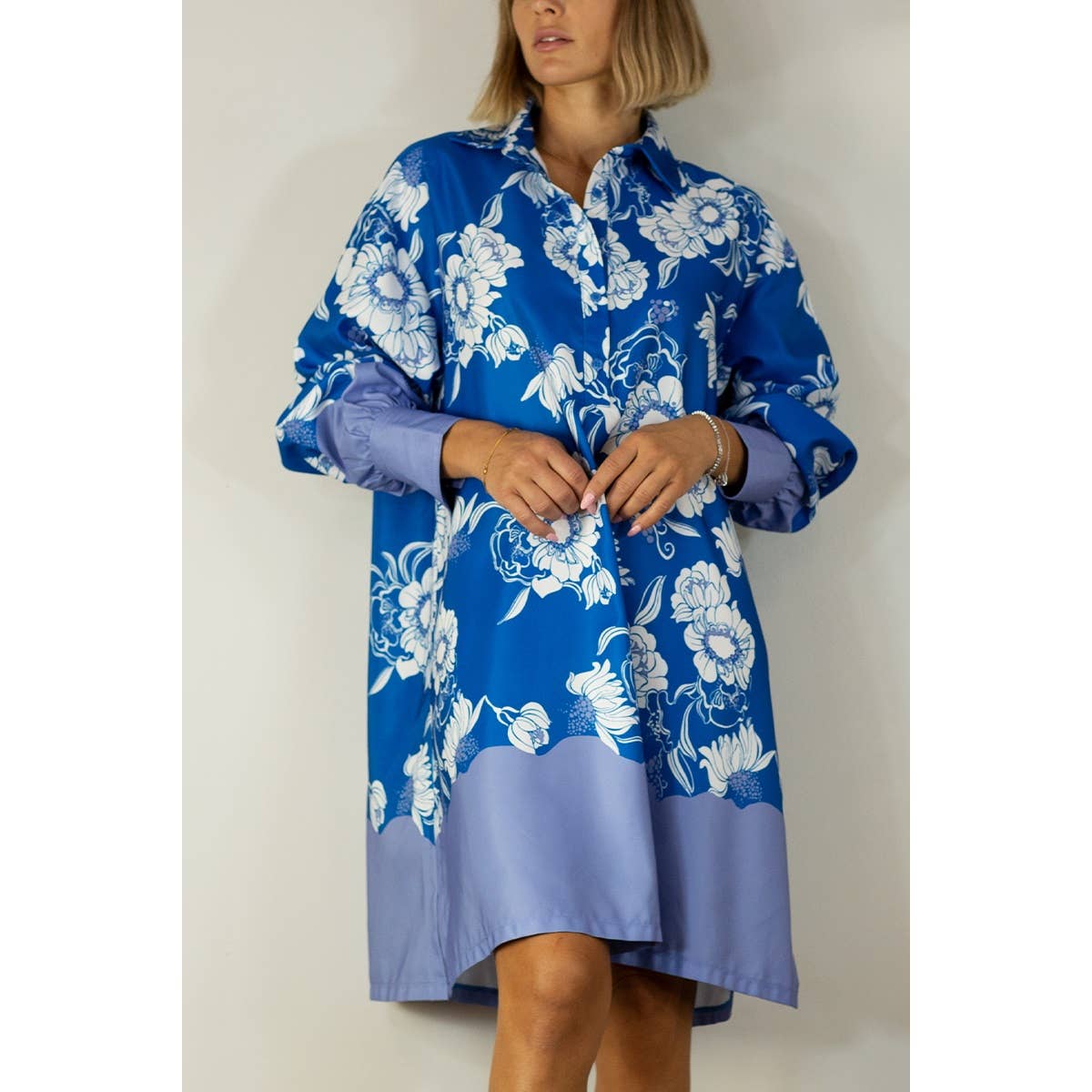 BLU ABITO CHEMISIER STAMPA BOARDER in vendita all'ingrosso su Faire16