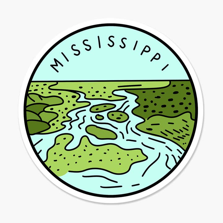 Mississippi Ilustrado Estado dos EUA - Travel Sticker por atacado de Footnotes