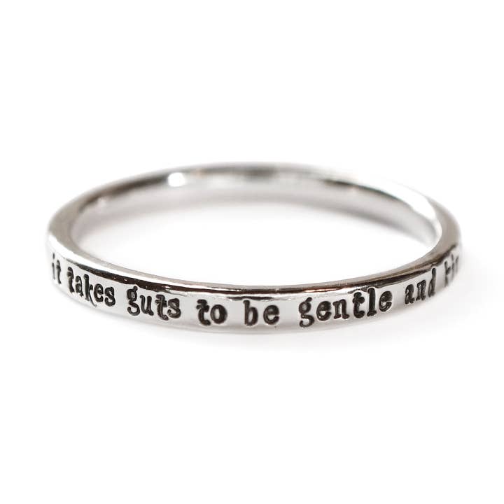It Takes Guts To Be Gentle and Kind Tiny Message Ring for wholesale by Everthine Jewelry
