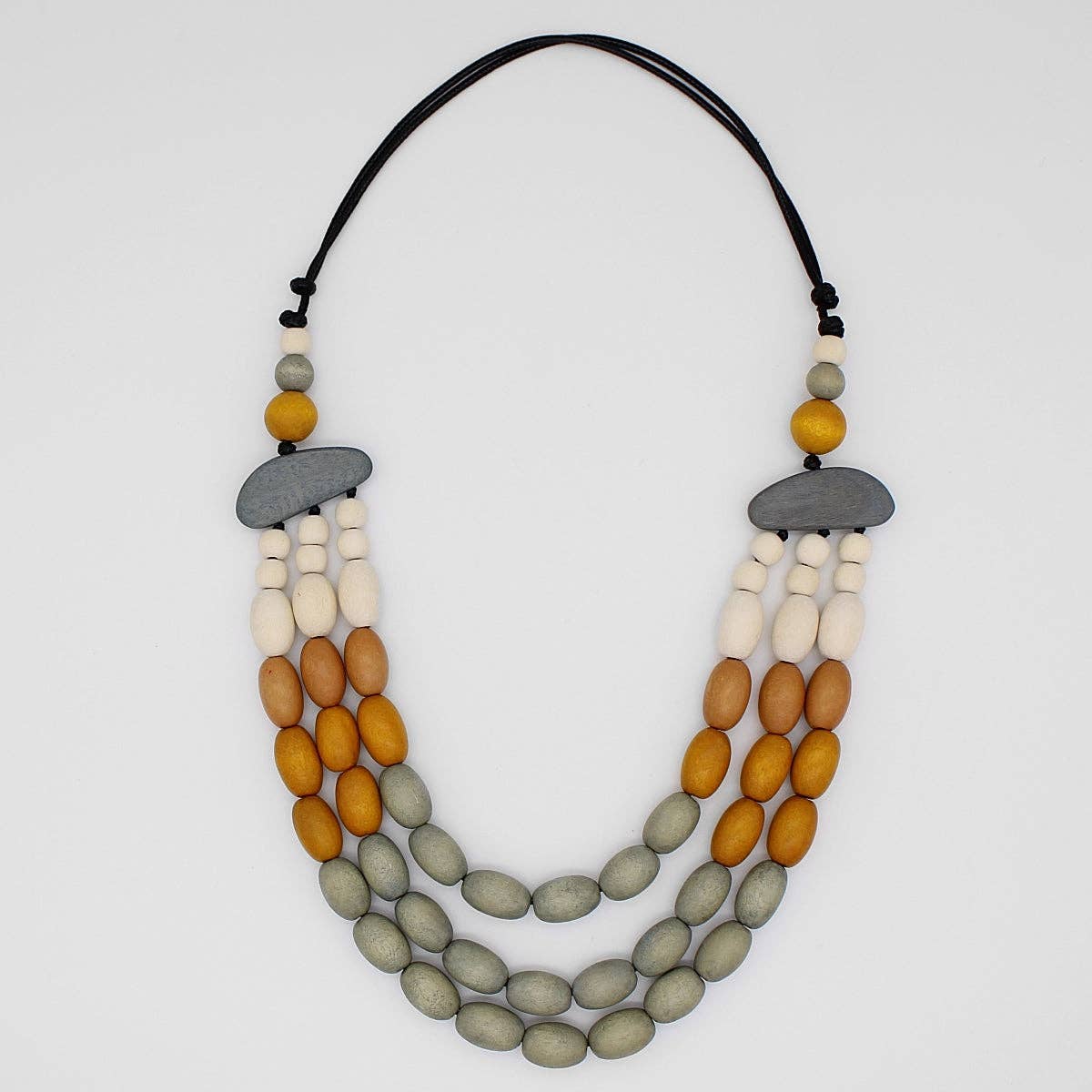 Sylca Designs - Wholesale Beaded/Pearl Necklace - Grey Wood Frankie Necklace0