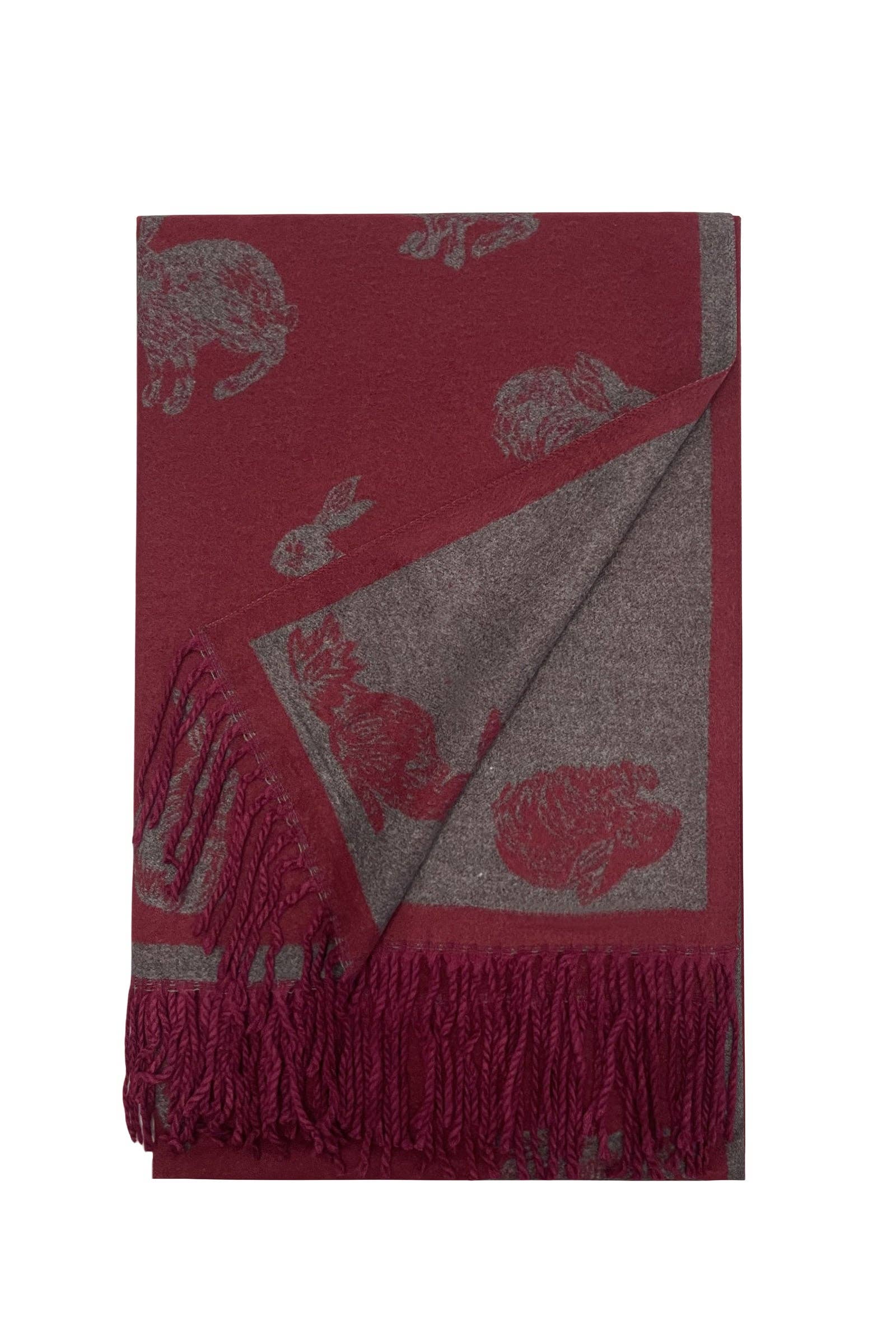 Fashion Scarf World - Wholesale Scarf - Women's - Rabbit / Hare Reversible Tassel Scarf1