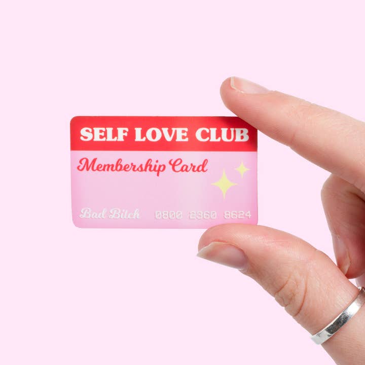 Self Love Club Card Vinyl Sticker for wholesale by Kawaii Studios