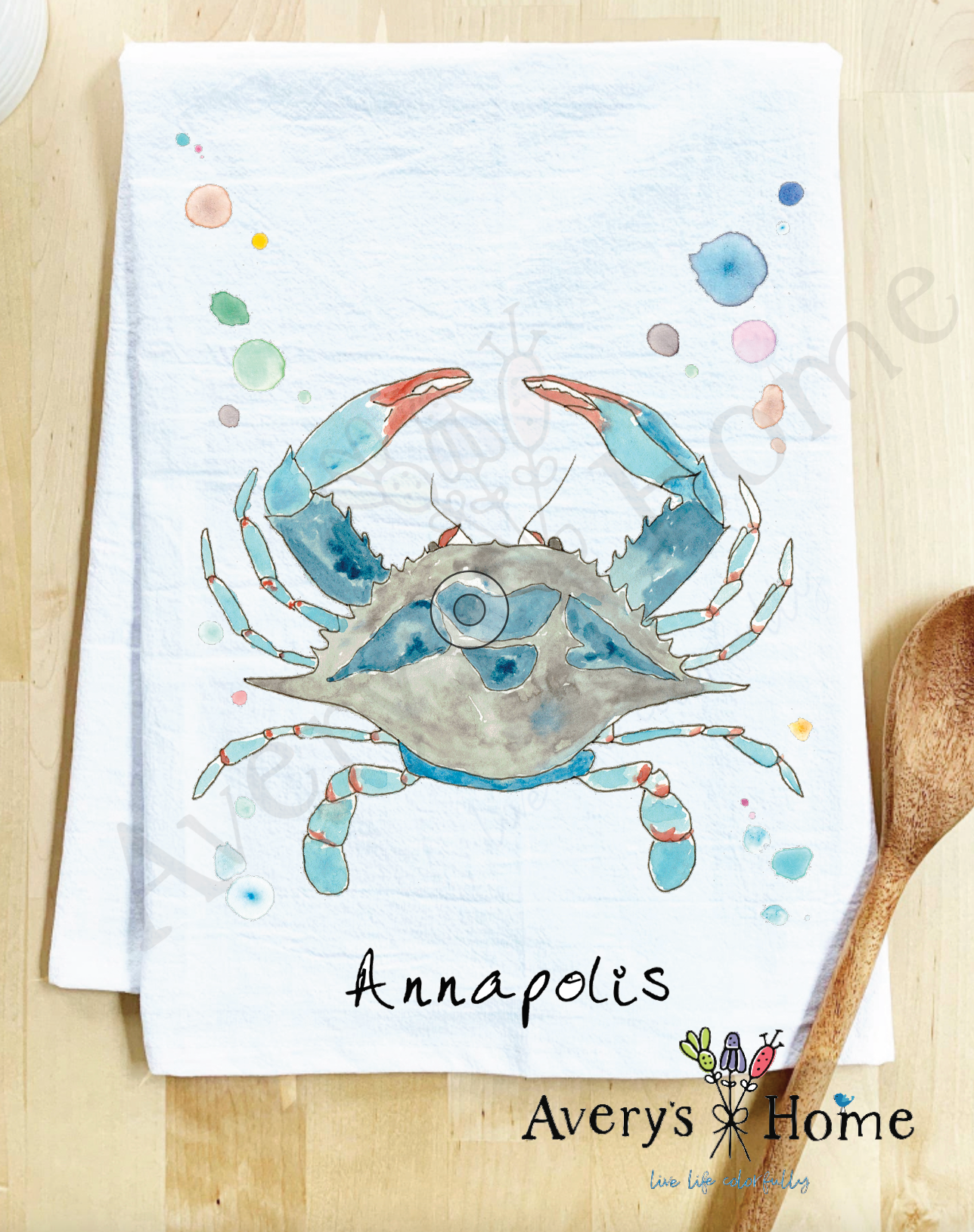 Avery's Home - Wholesale Tea Towel - Blue Crab Ocean Customizable Coastal Tea Towel53