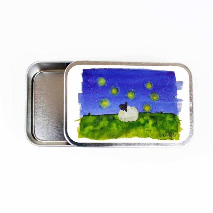 Firefly Dreams Stitch Marker Storage Tin for wholesale by Twice Sheared Sheep