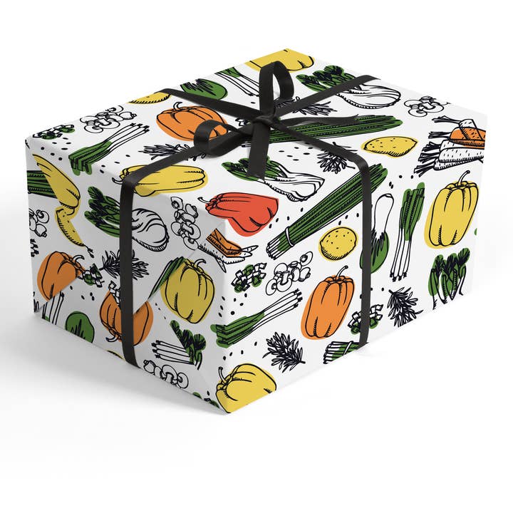 Bell Pepper & Veggies Gift Wrap for wholesale by Stesha Wrapt