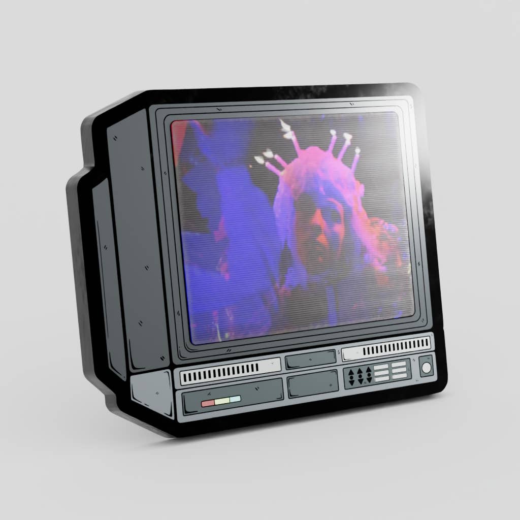 GoopyGoblins - Wholesale Lapel Pin/Button - 2.5" Lenticular Creepshow CRTV Enamel Pin