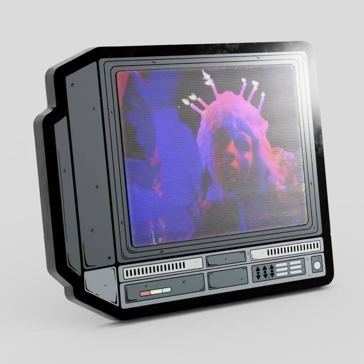 GoopyGoblins - Wholesale Lapel Pin/Button - 2.5" Lenticular Creepshow CRTV Enamel Pin0