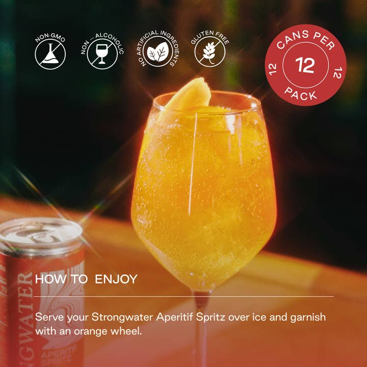 Strongwater - Vendita all'ingrosso Aperitivo/Cocktail analcolico - Spritz analcolico frizzante tipo Aperol Spritz7