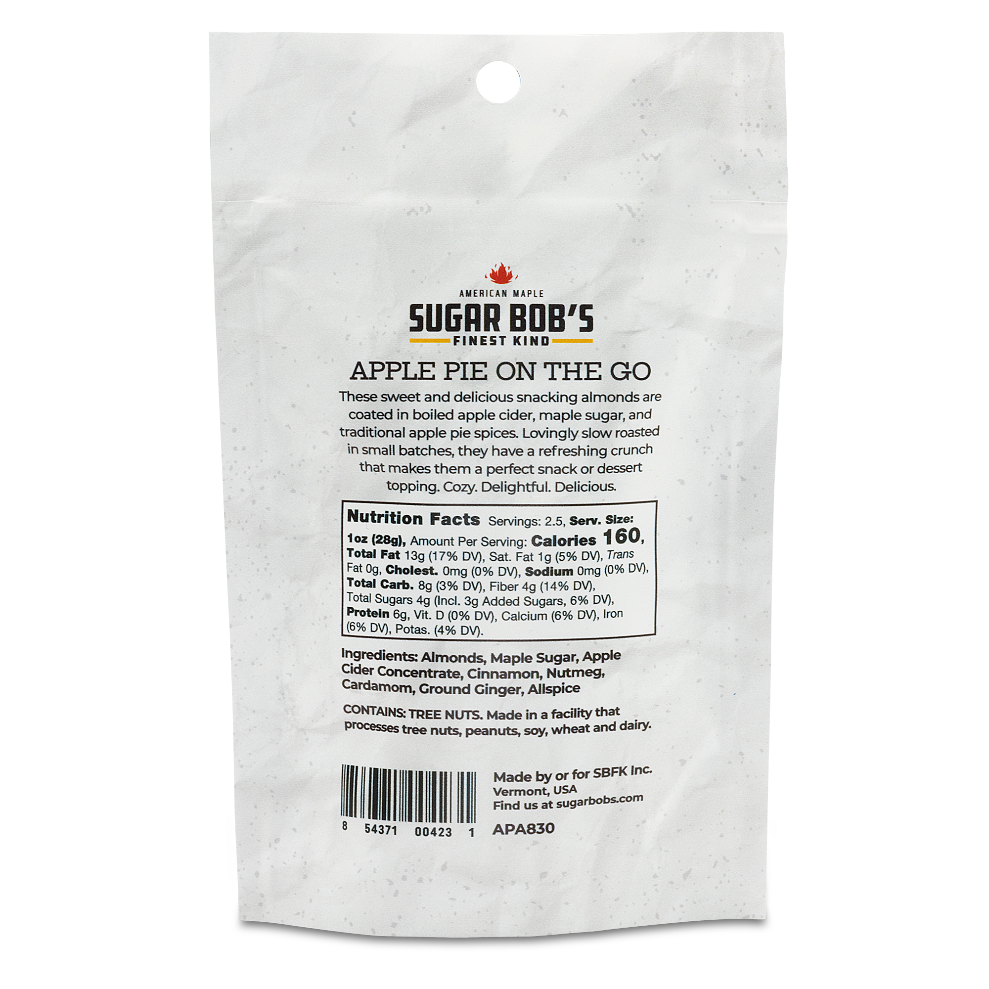 Sugar Bob's Finest Kind - Wholesale Nuts - Apple Pie Maple Almonds - 2.5oz Resealable Pouch1