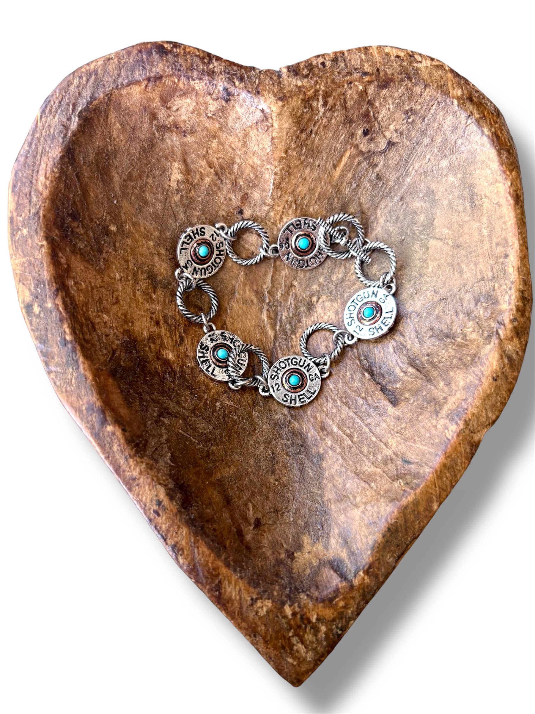 Boho Ranch Shop - Wholesale Link & Chain Bracelet - Western Sh&tg&n Shell Turquoise Stone Linked Bracelet2