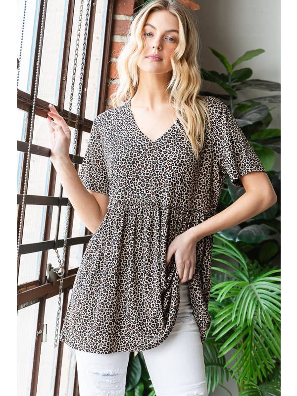Black ST1875-38 ANIMAL BABYDOLL TOP for wholesale on Faire
