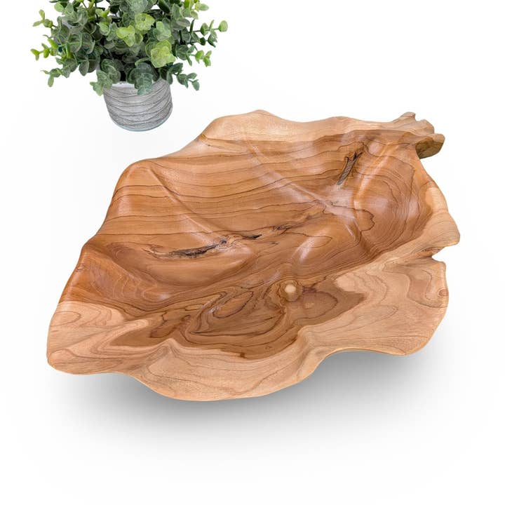 PLATEAU EN BOIS FEUILLE, Plateau en bois vintage, Plateau en bois artisanal, Décoration plateau feuille pour la vente par baligood