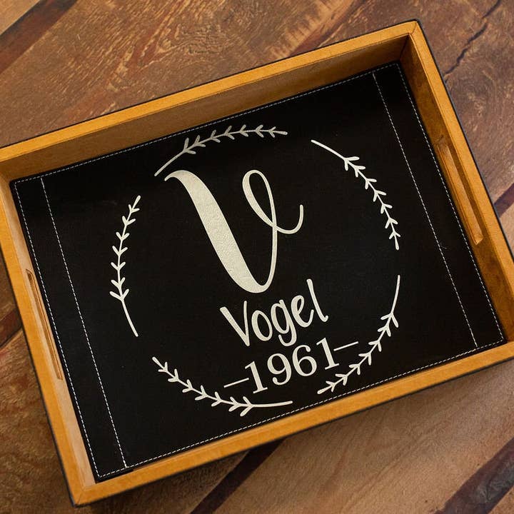 Personalized Vegan Leather Serving Tray for wholesale by 3C Etching